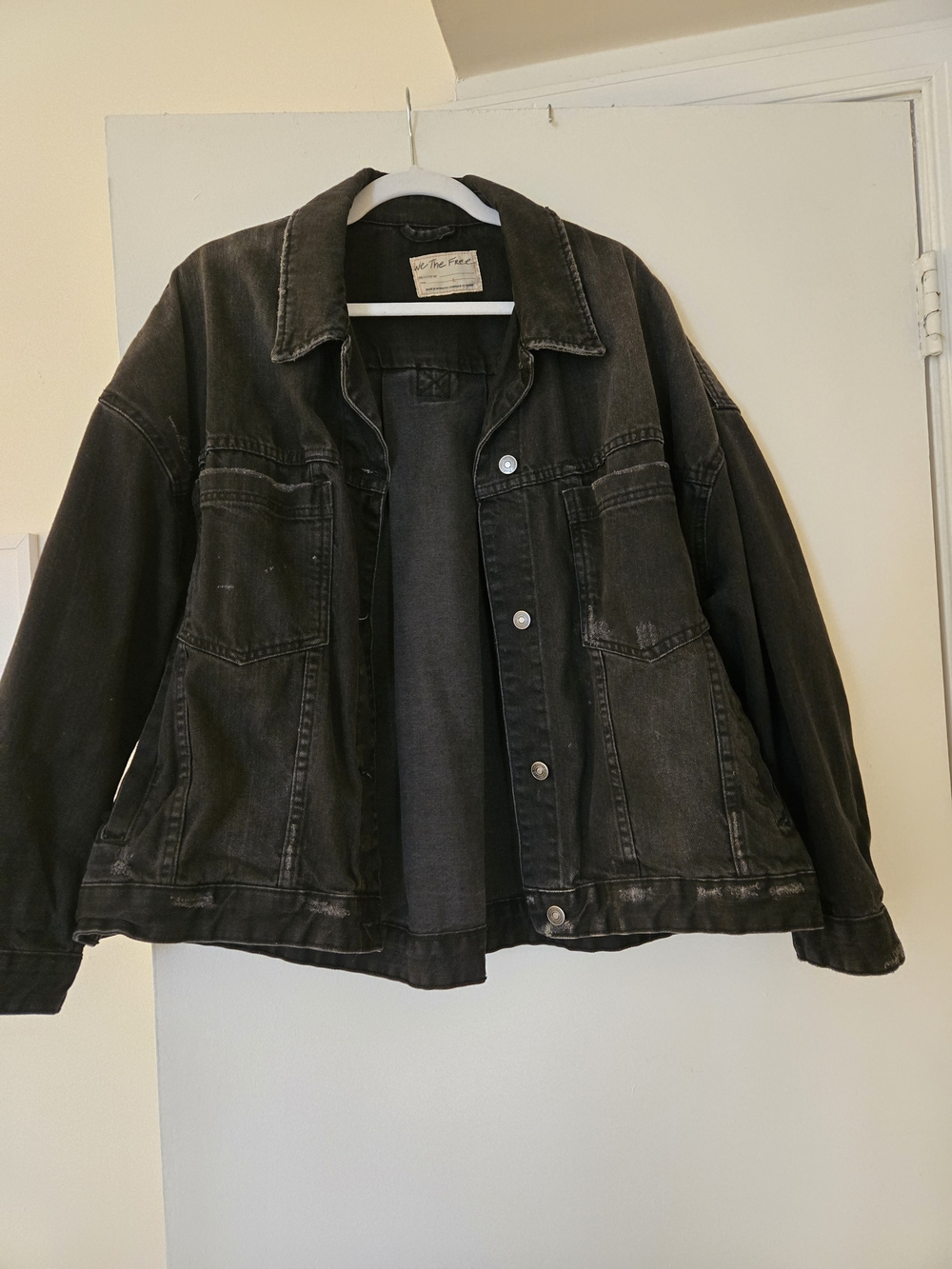 Free People Black Denim  Swing Jacket with Classic Trucker Style